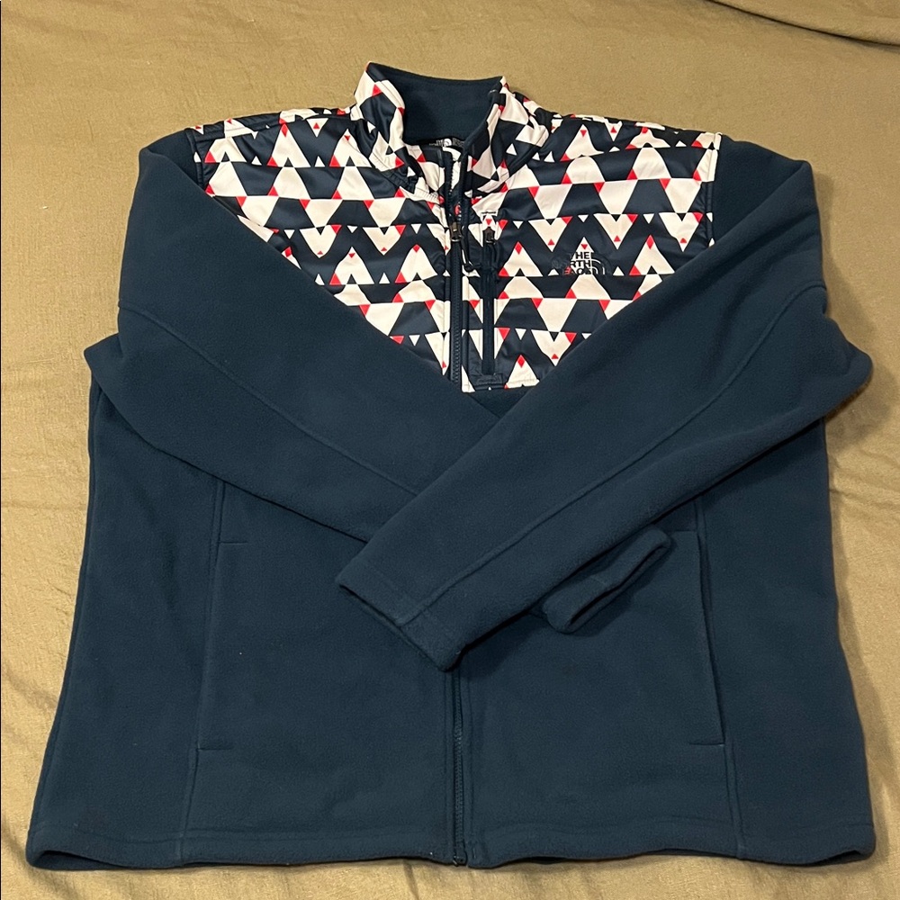The North Face Navy and White Fleece Jacket